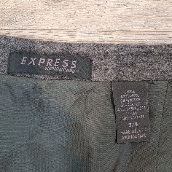 Vintage Y2K Express Wool Blend Wrap Mini Skirt Gray Preppy Academia 3 / 4 - Picture 6 of 11